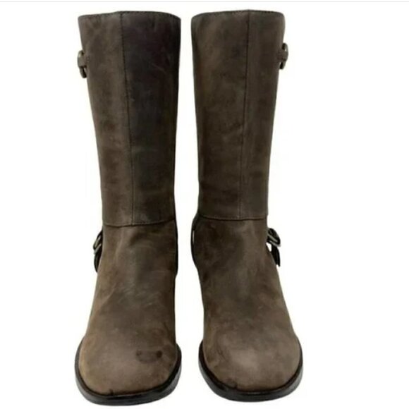 Cole Haan Tantivy Brown Distressed Leather Mid-Calf Engineer boots - Size 8 - Picture 6 of 10